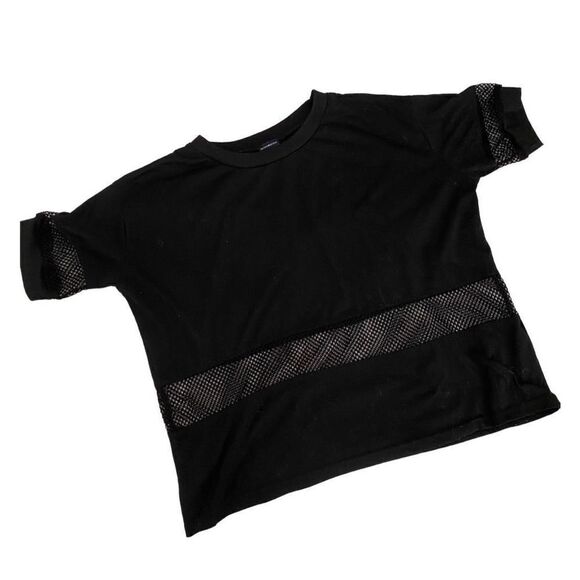 Brandy Melville Mesh See Through Panel Black Tee - One Size - Picture 3 of 5